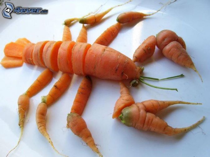 sculpture de carottes en forme de homard
